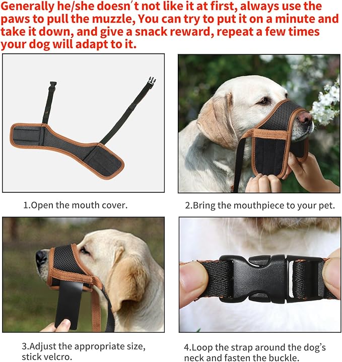 Dog Muzzle, Breathable Mesh Soft Dog Muzzle for Small Dog Allow Drinking Adjustable Print Dog Muzzles Medium
