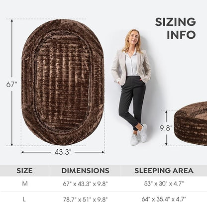 Veehoo Inflatable Human Dog Bed, Giant Human Sized Dog Bed, Soft Fur Oval Nap Bean Bag Bed for Adults, Kids and Pets, Multifunctional Extra Large Pet Bed for Indoor and Outdoor, Medium, CWW2403