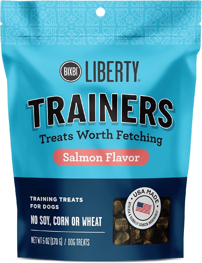 BIXBI Liberty Trainers, Salmon (6 oz, 1 Pouch) - Small Training Treats for Dogs - Low Calorie and Grain Free Dog Treats, Flavorful Pocket Size Healthy and All Natural Dog Treats