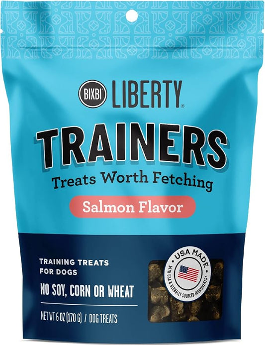 BIXBI Liberty Trainers, Salmon (6 oz, 1 Pouch) - Small Training Treats for Dogs - Low Calorie and Grain Free Dog Treats, Flavorful Pocket Size Healthy and All Natural Dog Treats