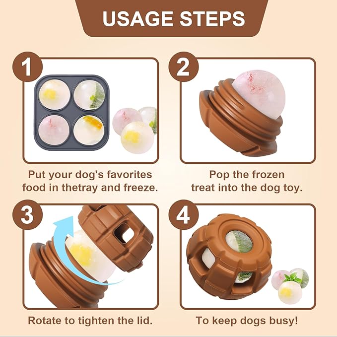 Interactive Dog Toys - Dog Puzzle Toy With Dog Treat Molds, Pet Food Grade Silicone Dog Enrichment Toys, Frozen Treat Dispensing Dog Toys to Keep Them Busy & Reduces Anxiety, Easy to Clean & Eco