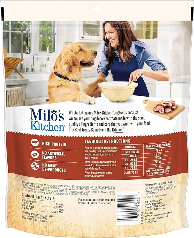 Milo's Kitchen Homestyle Dog Treats, Steak Grillers, 18 Ounce, High Protein, No Artifical Flavors