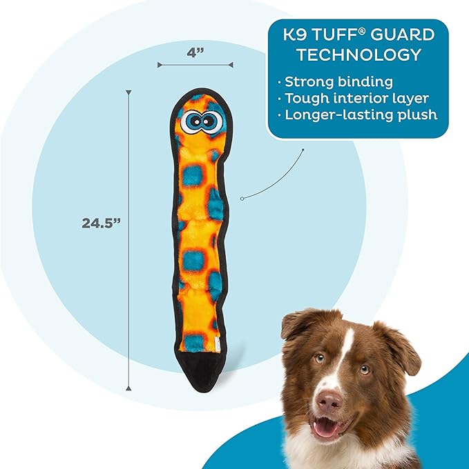 Outward Hound Durablez Orange Snake Plush Dog Toy, Large