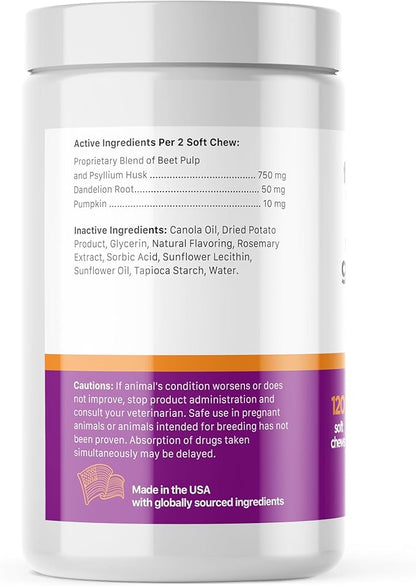 First Impressions No Scoots, Good Poops for Dogs - Tasty Soft Chews for Healthy Anal Gland and Digestion, High in Fiber for Dogs - with Beet Pulp, Psyllium Husk, and Pumpkin - 120 ct