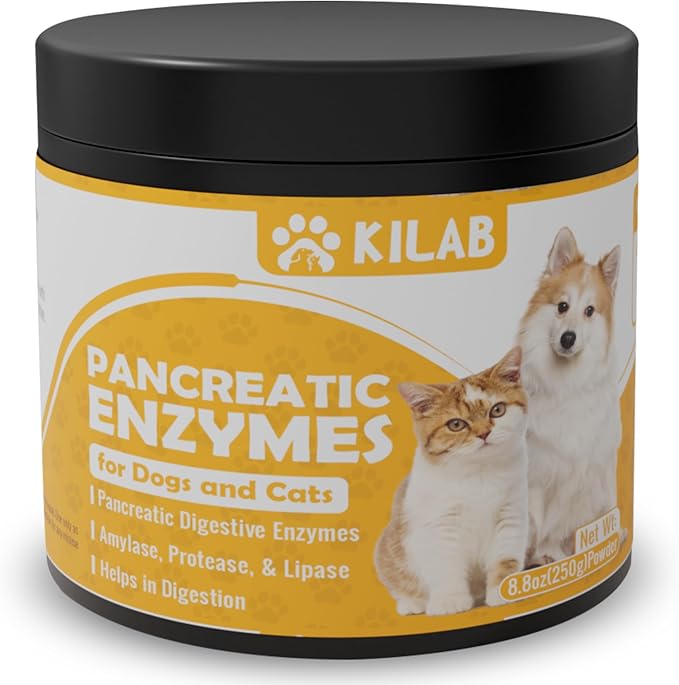 Pancreatic Enzymes for Dogs - Kilab - Pancreatin for Dogs and Cats - Pancreatic Enzyme - 10x digestive enzymes - Designed for Pets with EPI (8.8 oz)