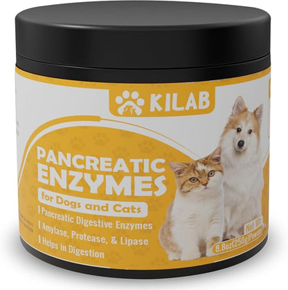 Pancreatic Enzymes for Dogs - Kilab - Pancreatin for Dogs and Cats - Pancreatic Enzyme - 10x digestive enzymes - Designed for Pets with EPI (8.8 oz)