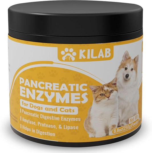 Pancreatic Enzymes for Dogs - Kilab - Pancreatin for Dogs and Cats - Pancreatic Enzyme - 10x digestive enzymes - Designed for Pets with EPI (8.8 oz)
