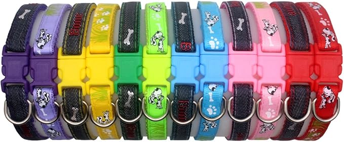 YOY 12 pcs/Set Soft Nylon Puppy Whelping ID Collars - Adjustable Reusable Washable Baby Dog ID Bands Pet Identification for Breeders, Neck 8" - 13"