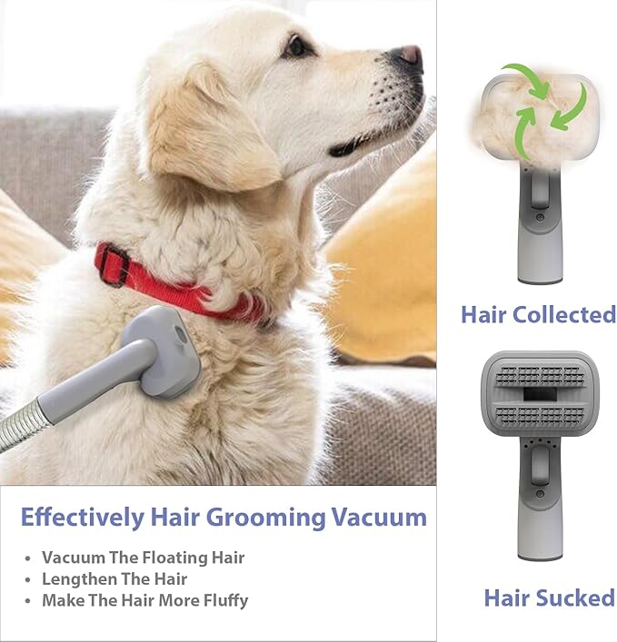 Professional Dog Grooming Kit,Pet Hair Vacuum Suction 99%,Electric Clippers with 5 in1 Grooming Kits for Shedding Grooming Home Cleaning,2L Dust Cup,Quiet,Pet Friendly
