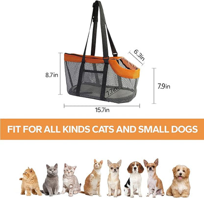 Pet Carrier Bag, Dog Purse, Cat Carrier Handbag with Breathable Mesh, Lightweight Panoramic Pet Bag for Small Dogs and Cats, Ideal Dog Travel Bag and Cat Transport Tote (15.7" x 7.9" x 8.7")