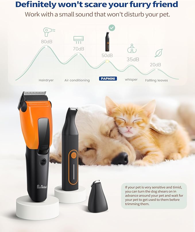 Dog Grooming Kit for Heavy Thick Hair&Coats, 3 in 1 Dog Clippers for Grooming, Rechargeable Cordless Pet Shaver with Storage Box, Quiet Dog Paw Trimmer for Small and Large Dogs Cats Animals