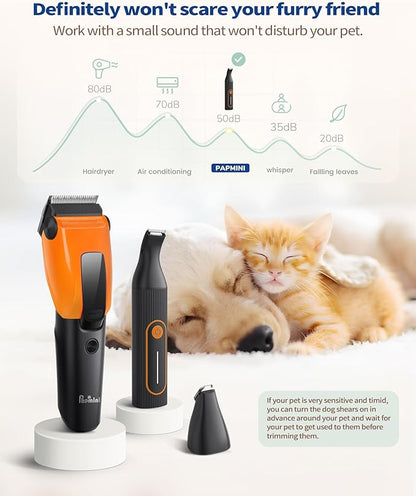 Dog Grooming Kit for Heavy Thick Hair&Coats, 3 in 1 Dog Clippers for Grooming, Rechargeable Cordless Pet Shaver with Storage Box, Quiet Dog Paw Trimmer for Small and Large Dogs Cats Animals