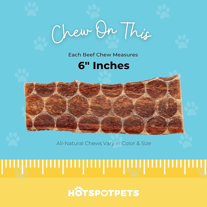 hotspot pets Beef Dog Treats Esophagus (6 Inches) - 100% Natural Healthy Chews for Dogs - Meat Jerky Snack with, All Natural from Grass Fed Cattle (20 Pack)