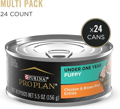 Purina Pro Plan Wet Puppy Food, Chicken and Brown Rice Entree - (Pack of 24) 5.5 oz. Cans