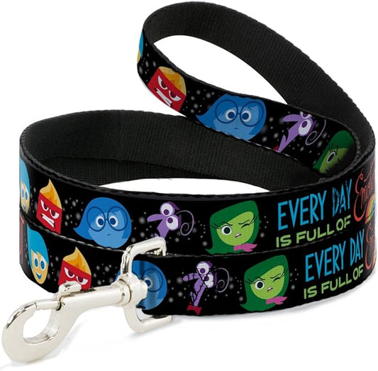 Dog Leash Inside Out Emotion Expressions Every Day Is Full of Emotions 6 Feet Long 0.5 Inch Wide