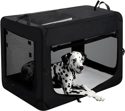 31 inch Soft Collapsible Dog Crate for Medium Dogs, Portable Dog Travel Crate for Indoor & Outdoor, Soft Sided Pet Foldable Kennel Cage with 3-Door Durable Mesh Windows & Strong Steel Frame
