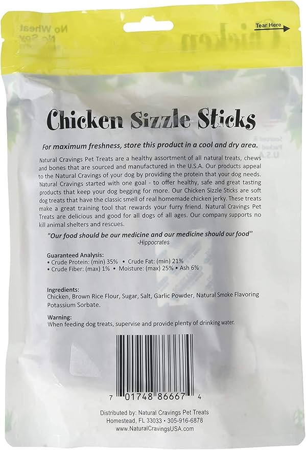 2 Pack of Chicken Sizzle Sticks Dog Chew Treats, 12 Ounces Each, Made in The USA