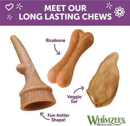 WHIMZEES by Wellness Rice Bone Natural Dog Dental Chews, Long Lasting Treats, Freshens Breath, For Dogs 25-60 lbs, 9 count