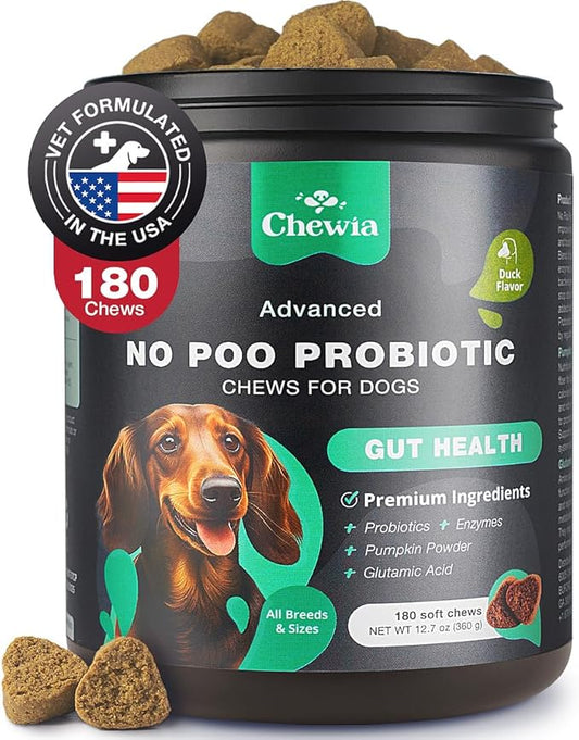 Probiotics for Dogs - Coprophagia Deterrent for Dogs - Deterrent for Dogs Eating Poop - Dog Probiotics Treats - Probiotic Chews for Dogs - Dog Probiotic & Digestive Enzymes - Gut Health, Itchy Skin