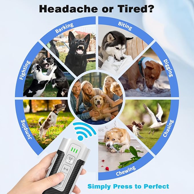 Ultrasonic Dog Bark Deterrent Device, Anti-Barking Devices for Dogs Training & Behavior Aids，Stop Barking and Correct Bad Behaviors, Bark Collar-Free Training Tool, Safe and Humane in & Outdoor Use