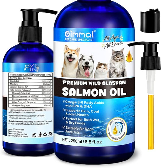 Salmon Oil for Dogs, Fish Oil for Dogs, Relieves Scratching & Joint Function, Supports Healthy Dog Skin and Coat Supplement, Contains Omega-3, EPA&DHA,Wild Alaskan Salmon Oil for Dogs Skin and Coat
