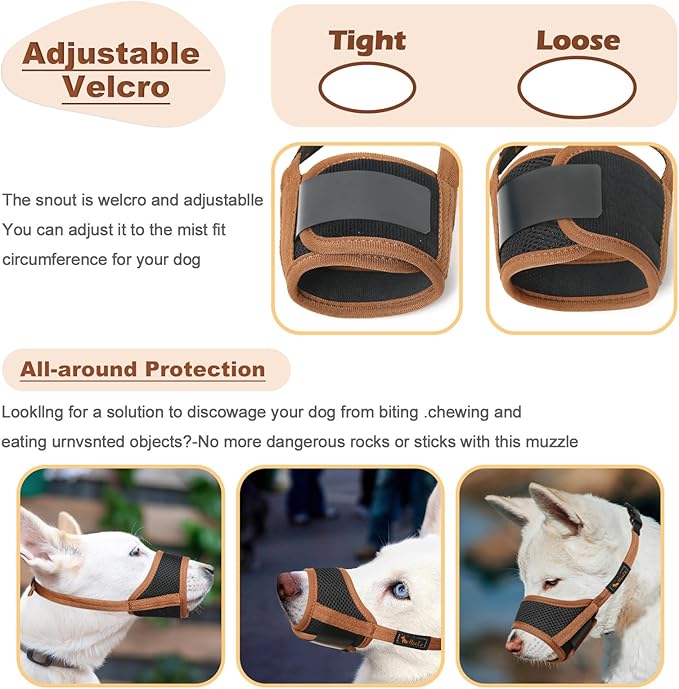 Dog Muzzle, Breathable Mesh Soft Dog Muzzle for Small Dog Allow Drinking Adjustable Print Dog Muzzles Medium