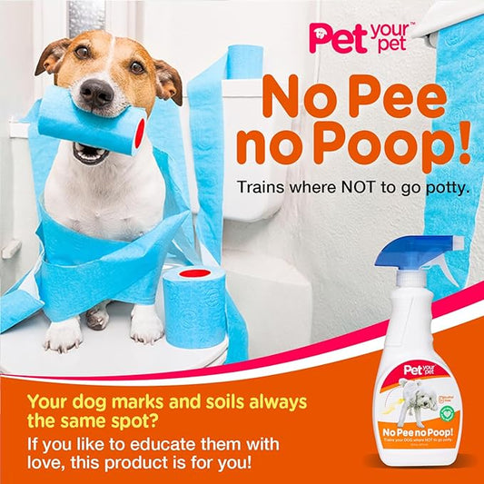 No Pee No Poop Dog Potty Training Spray, 16 Fl Oz – Non-Toxic Dog Spray to Prevent Peeing and Pooping – Natural No Marking Scent Spray - Stops Dogs Peeing Indoors/Outdoors