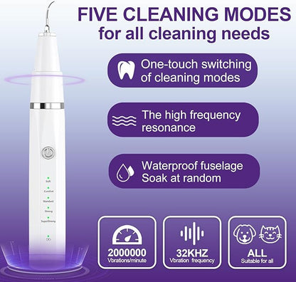 Dog Teeth Cleaning Kit-Dog Tooth Plaque Remover-Ultimate Pet Dental Care Kit - Ultrasonic Teeth Cleaner and Plaque Remover for Dogs | Complete Oral Hygiene Solution-White