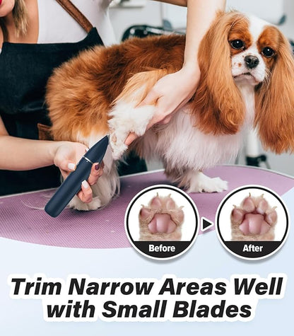 Casfuy Cordless Hair Trimmer, Low Noise Grooming Clipper for Dogs Cats & Small Pets, USB Rechargeable, Double Blades for Trimming Hair Around Paws, Eyes, Ears, Face, Rump