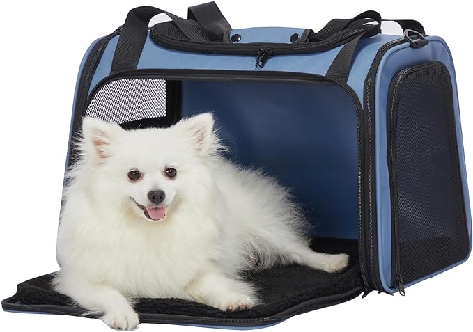 PETSFIT Dog Carrier for Small Dogs, Small Dogs Carrier Bag, Soft-sided Pet Carrier with a safety leash for Pets Up to 25 Lbs (Large, Blue)