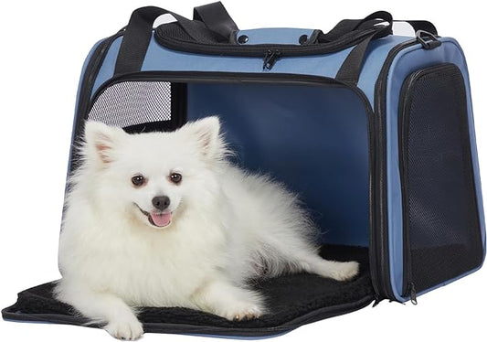 PETSFIT Dog Carrier for Small Dogs, Small Dogs Carrier Bag, Soft-sided Pet Carrier with a safety leash for Pets Up to 25 Lbs (Large, Blue)