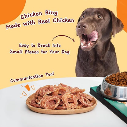 Jungle Calling Dog Treats Chicken Rings, Chewy Snacks for All Dogs Help Hip & Joint Health, Chicken Jerky for Dogs