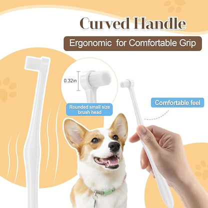 Premium Pet Toothbrush Set for Cats and Dogs - Complete Oral Care with Soft Bristles - Ideal for Teeth Cleaning, Dental Hygiene, Plaque Removal - Veterinarian Recommended-White