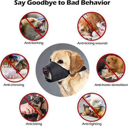 Dog Muzzles Suit, 7 PCS Anti-Biting Barking Pet Muzzles Adjustable Dog Muzzle Mouth Cover for Small Medium Large Extra Dog - Black (7 PCS)