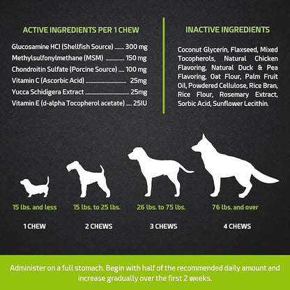 Glucosamine for Dogs - Hip & Joint Supplement - Dog Mobility Soft Chews Vitamin C & E for Hips and Joints, Duck and Pumpkin, Peanut Butter Formula (50 Soft Chews)