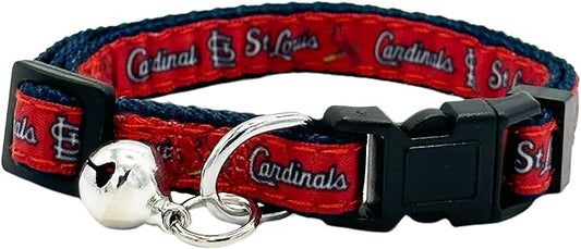 MLB CAT Collar St Louis Cardinals Satin Cat Collar Baseball Team Collar for Dogs & Cats. A Shiny & Colorful Cat Collar with Ringing Bell Pendant