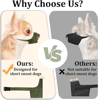 Mayerzon Short Snout Dog Muzzle, Small Muzzle for Chihuahua Shih Tzu American Bully Boxer Puppy, Soft Fabric Muzzles for Grooming Vet Visits, Prevent Biting Chewing Fighting