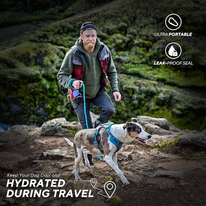lesotc Upgraded Dog Water Bottle Foldable,Portable Dog Water Dispenser,Leak Proof Pet Water Bottle for Dogs,Dog Travel Water Bottle for Outdoor Walking,Hiking,Travel,BPA Free,Lightweight