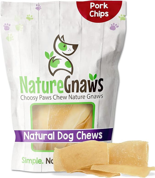 Nature Gnaws Pork Skin Chews for Dogs - Premium Natural Tasty Jerky Treats - Long Lasting Dog Chew Bones - Rawhide Free
