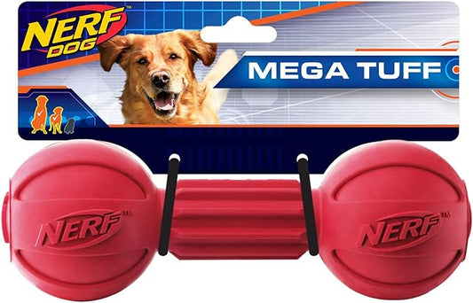 Nerf Dog Barbell Chew Dog Toy, Large, Red Medium