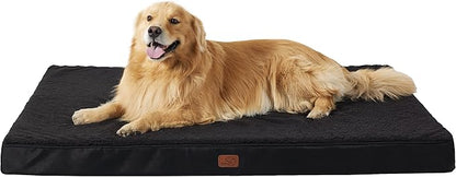 Bedsure Jumbo Dog Bed for Large Dogs - XXL Orthopedic Waterproof Dog Beds with Removable Washable Cover, Egg Crate Foam Pet Bed Mat, Suitable for Dogs Up to 150lbs, Black