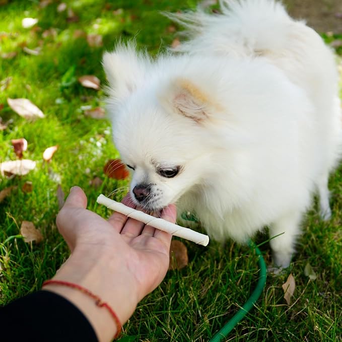 MON2SUN Dog Rawhide Twist Sticks Natural 5 Inch Thin Sticks Rawhide Chews Dog Treats for Puppy and Small Dogs 60 Count