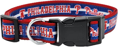 MLB Philadelphia Phillies Licensed PET COLLAR- Heavy-Duty, Strong, and Durable Dog Collar. Available in 29 Baseball Teams and 4 Sizes