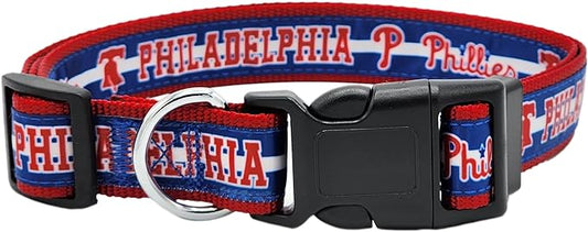MLB Philadelphia Phillies Licensed PET COLLAR- Heavy-Duty, Strong, and Durable Dog Collar. Available in 29 Baseball Teams and 4 Sizes