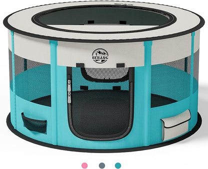 Playpen for Dogs, Large Foldable Pet Play Pens Indoor Outdoor Exercise Pen with Carrying Case Food Bowl for Cat Puppy Rabbit