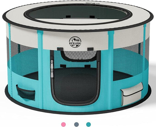 Playpen for Dogs, Large Foldable Pet Play Pens Indoor Outdoor Exercise Pen with Carrying Case Food Bowl for Cat Puppy Rabbit