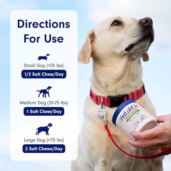 PetLab Co. 22 in 1 Dog Multivitamin - Support Dog's Immune Response, Skin, Coat, Joints & Overall Health - Vitamins A, E, D, B12, Minerals, Antioxidants - Chewable Pork Flavor