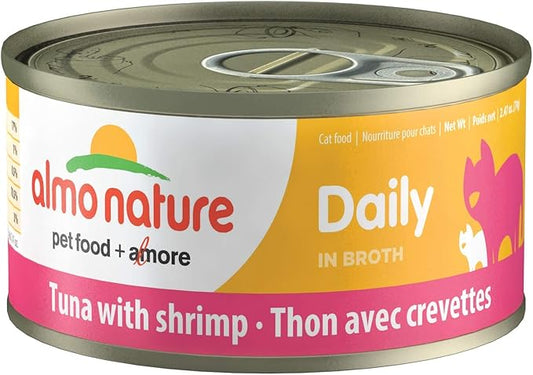 almo nature Daily Tuna With Shrimp, Grain Free, Additive Free, Adult Cat Canned Wet Food, Shredded (1603)