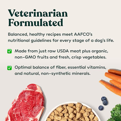 Freeze Dried Fresh Dog Food Raw Beef Recipe - Picky Eater-Approved Limited Ingredient Dog Food for All Stages - High Protein, Small Batch, Grain Free Raw Dog Food, 15 oz