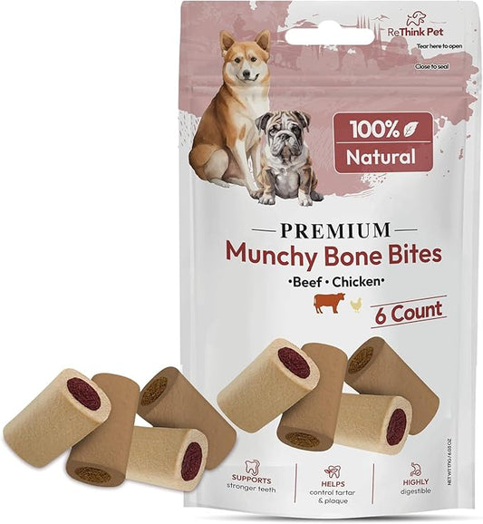 Munchy Bone Bites for Pets, Natural Dog Training Treats & Dog Snacks, 6-pc Dog Treat